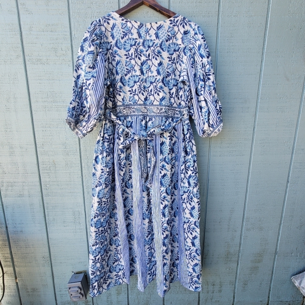 Cynthia Cazort Collins Floral Midi Dress size S/M Blue White - Picture 8 of 13
